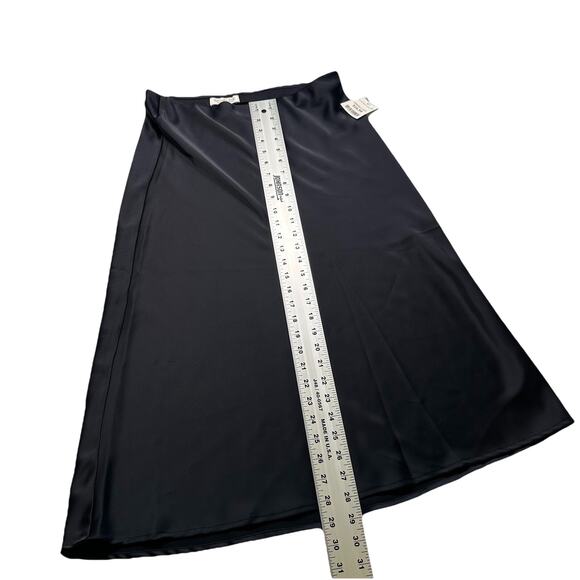 Rachel Zoe Satin Pull On Midi Skirt Black Size 6 Elastic Waist NWT (257) - Picture 3 of 7